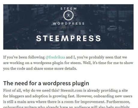 SteemPress WordPress to Steemit Plugin