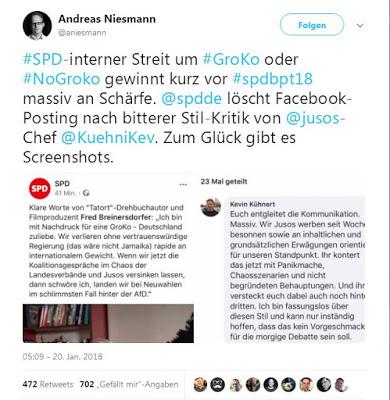 Peinlich hoch 10: SPD löscht Facebook-Beitrag ihres JuSo-Chefs