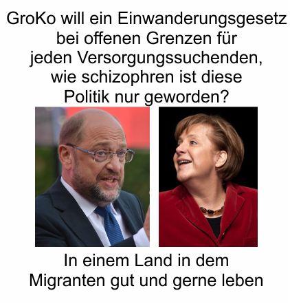 GroKo plant ein Einwanderungsgesetz bei offenen Grenzen für jeden Versorgungssuchenden, wie schizophren ist diese Politik nur geworden