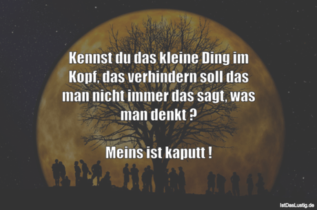 Lustiger BilderSpruch - Kennst du das kleine Ding im Kopf, das...