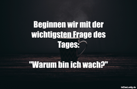 Lustiger BilderSpruch - Beginnen wir mit der wichtigsten Frage des...