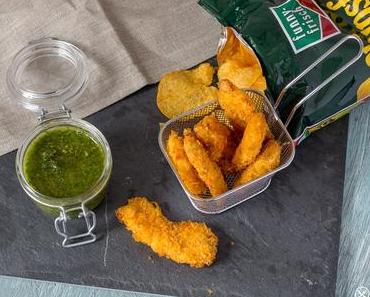 Hähnchensticks in Chipspanade mit Chimichurri zur funny-frisch Chipswahl