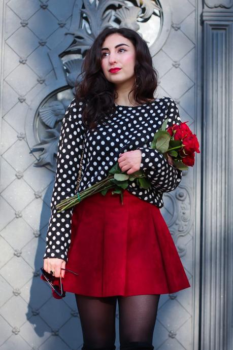 Valentines Day Outfit | Red Skater Skirt