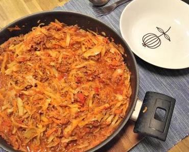 Ein Pfannengericht: Faschiertes mit Weißkraut, herzhaft-genial.