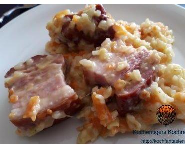 Gemüse Risotto mit Speck