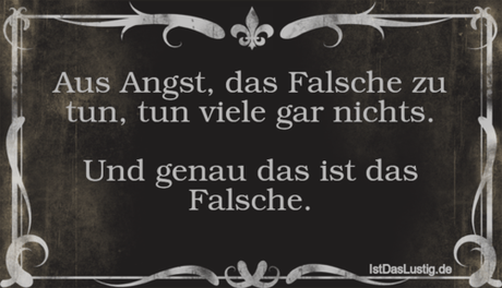 Lustiger BilderSpruch - Aus Angst, das Falsche zu tun, tun viele gar...