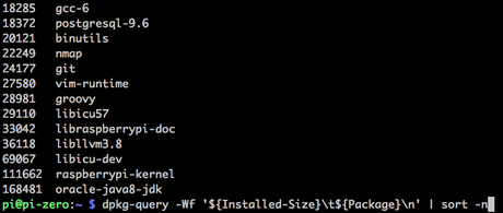 Wie kann man auf dem Raspberry Pi (Linux, Debian) die größten installierten Packages anzeigen?