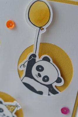 Guckloch-Karte mit Party-Pandas