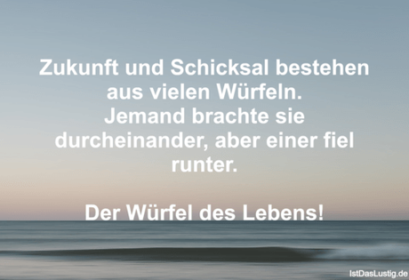 Lustiger BilderSpruch - Zukunft und Schicksal bestehen aus vielen...
