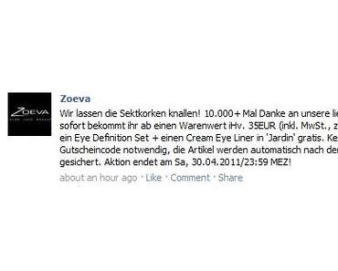 Zoeva feiert über 10.000 Fans bei Facebook :-)