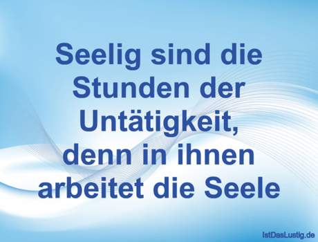 Lustiger BilderSpruch - Seelig sind die Stunden der Untätigkeit, denn...