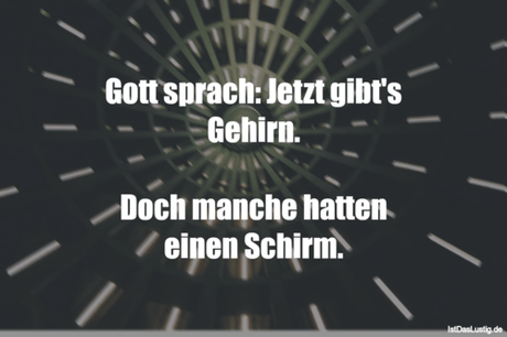 Lustiger BilderSpruch - Gott sprach: Jetzt gibt's Gehirn.  Doch manche...