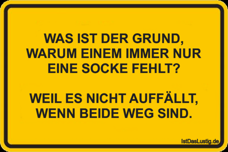Lustiger BilderSpruch - WAS IST DER GRUND, WARUM EINEM IMMER NUR EINE...
