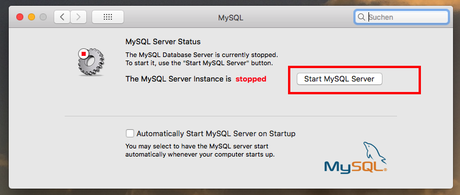 Wie wird eine MySQL Datenbank auf einem Mac OS X gestartet/gestoppt?