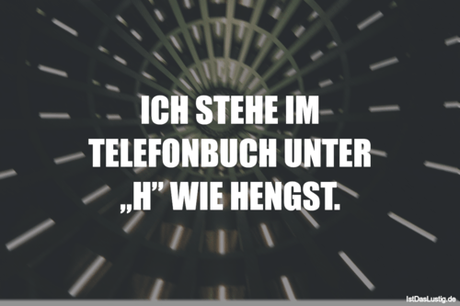 Lustiger BilderSpruch - ICH STEHE IM TELEFONBUCH UNTER „H” WIE HENGST.