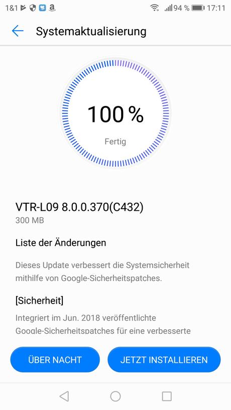 Update VTR-L09 8.0.0.370 (C432) für Smartphone Huawei P10