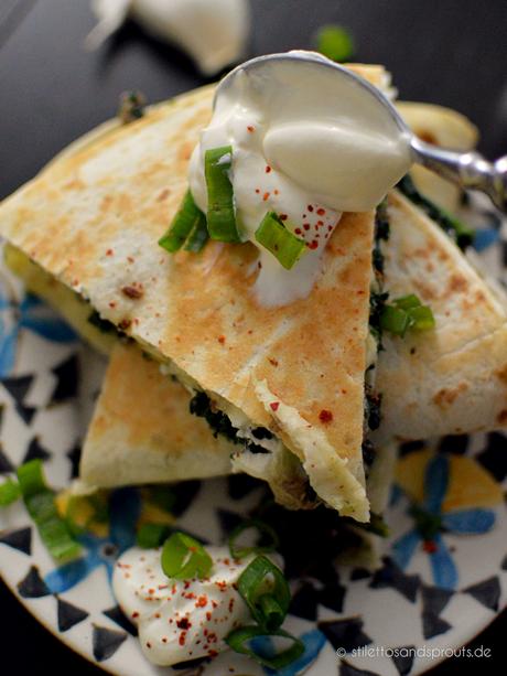 Spinat-Quesadillas mit Hackfleisch und Feta