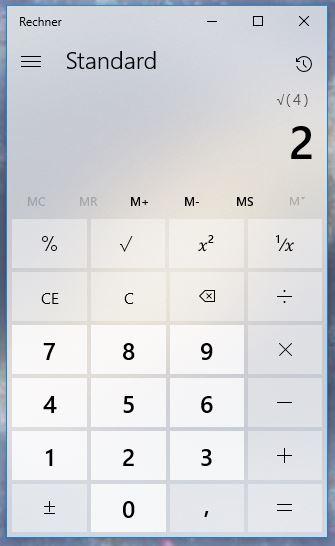 Windows 10-Taschenrechner kann jetzt auch Quadratwurzeln