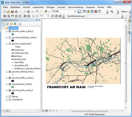 DIY Stadtplan Karte von Frankfurt als Poster