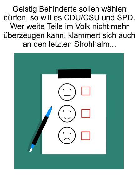 Geistig Behinderte sollen wählen dürfen, so möchten es CDU/CSU und SPD
