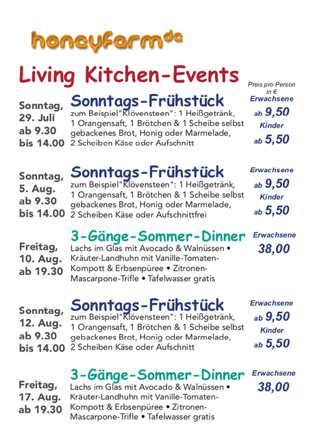 Living Kitchen-Events für Juli und Anfang August