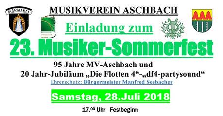 Einladung zum Musiker-Sommerfest in Aschbach