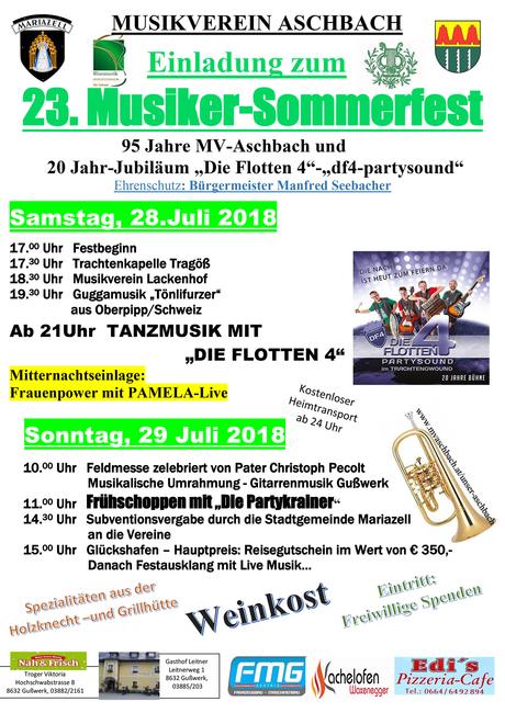 Einladung zum Musiker-Sommerfest in Aschbach