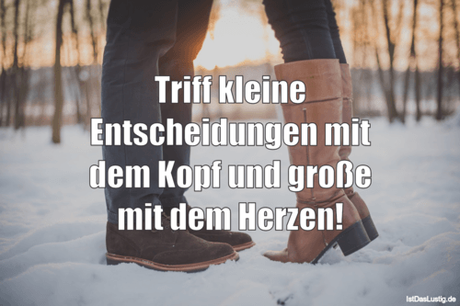 Lustiger BilderSpruch - Triff kleine Entscheidungen mit dem Kopf und...