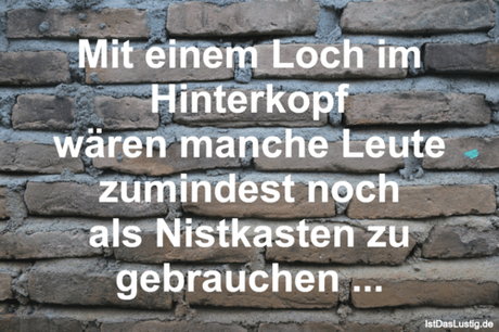 Lustiger BilderSpruch - Mit einem Loch im Hinterkopf wären manche Leute...