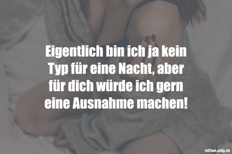 Lustiger BilderSpruch - Eigentlich bin ich ja kein Typ für eine Nacht,...