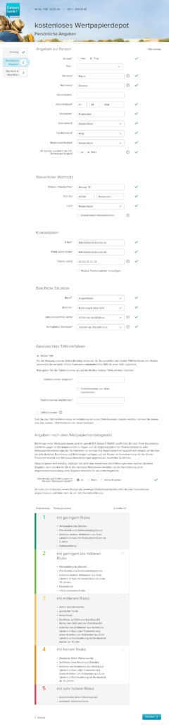 Consorsbank Depoteröffungs-Formular