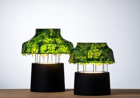 lampe mit schirm aus algen