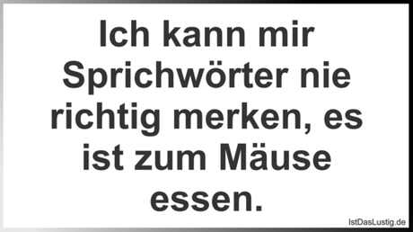 Lustiger BilderSpruch - Ich kann mir Sprichwörter nie richtig merken,...