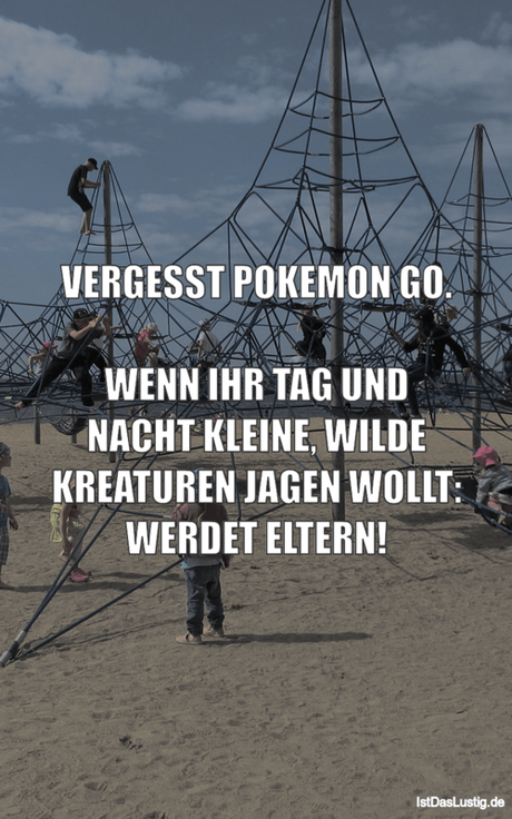 Lustiger BilderSpruch - VERGESST POKEMON GO.  WENN IHR TAG UND NACHT...