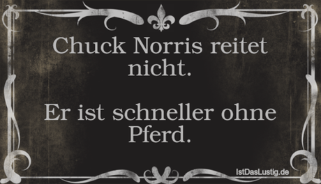 Lustiger BilderSpruch - Chuck Norris reitet nicht.  Er ist schneller...