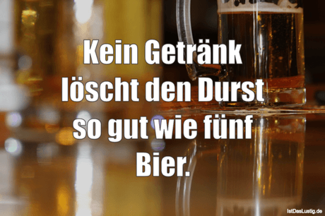 Lustiger BilderSpruch - Kein Getränk löscht den Durst so gut wie fünf...