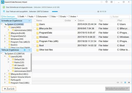 Wiederherstellung und Datenrettung mit EaseUS für Desktop und Mobil