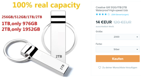 100%-Fake: Wish verkauft gefälschte USB-Sticks