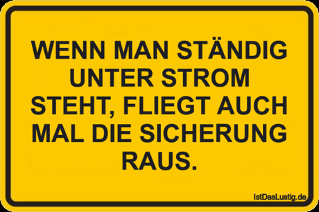Lustiger BilderSpruch - WENN MAN STÄNDIG UNTER STROM STEHT, FLIEGT AUCH...