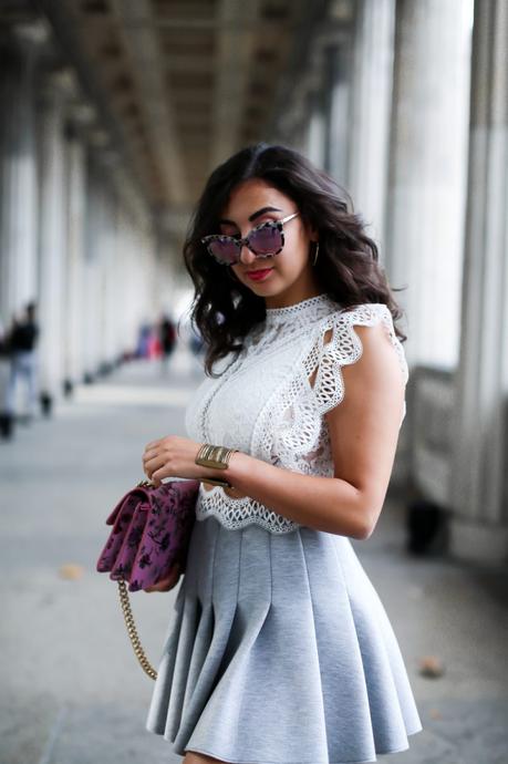 Lace Blouse and Skater Skirt