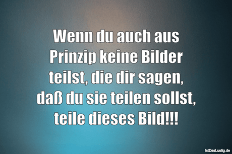 Lustiger BilderSpruch - Wenn du auch aus Prinzip keine Bilder teilst,...