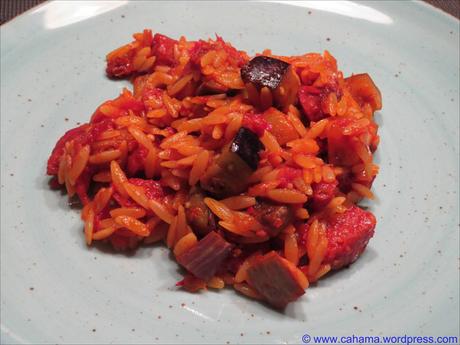 Auberginen-Chorizo-Pfanne mit Risoni