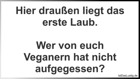Lustiger BilderSpruch - Hier draußen liegt das erste Laub.  Wer von...