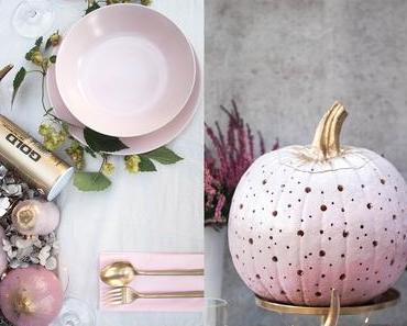Rosé Pumpkin – Halloween Tischdekoration in Rosè und Gold