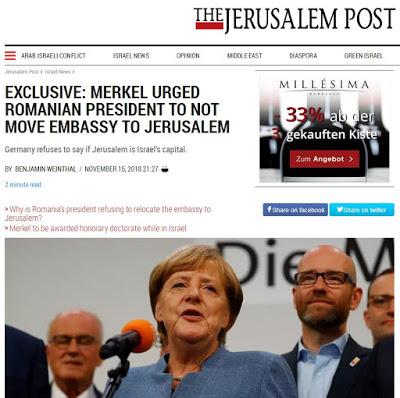 Merkel verhinderte Verlegung der rumänischen Botschaft nach Jerusalem