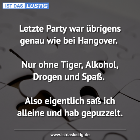 Lustiger BilderSpruch - Letzte Party war übrigens genau wie bei...