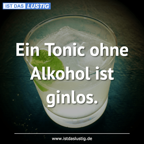 Lustiger BilderSpruch - Ein Tonic ohne Alkohol ist ginlos.