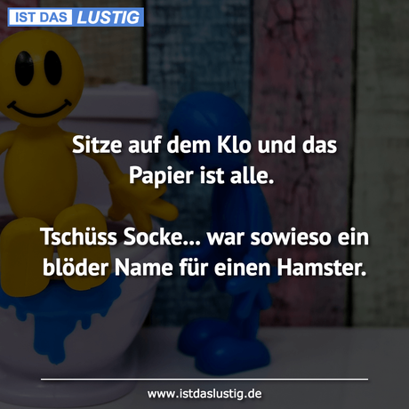 Lustiger BilderSpruch - Sitze auf dem Klo und das Papier ist alle....