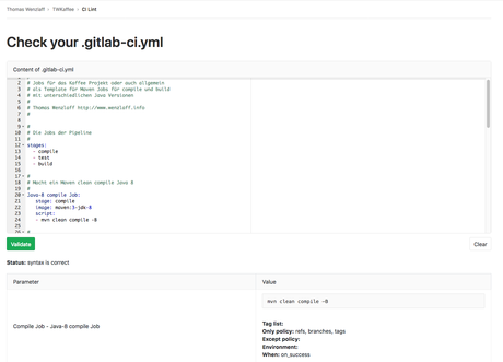 Build Pipeline mit YAML Script zum erzeugen eines *.deb Archives mit Maven und jdeb für Debian auf Raspberry Pi mit GitLab