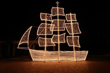 Griechische Weihnachten Geschmücktes Schiff